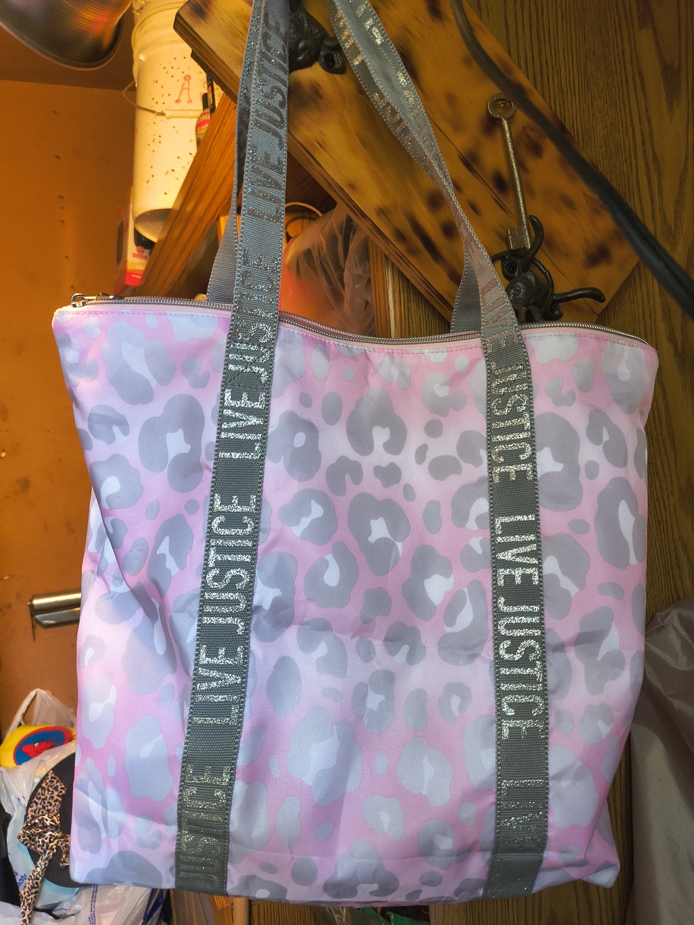 Live Justice Pink Leopard Print Tote Bag